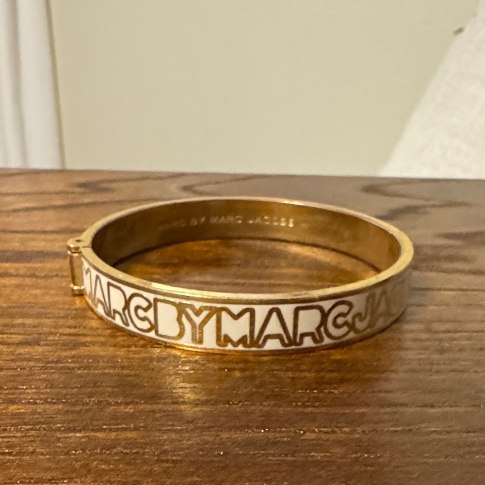 Marc by Marc Jacobs Gold and White Logo Bangle